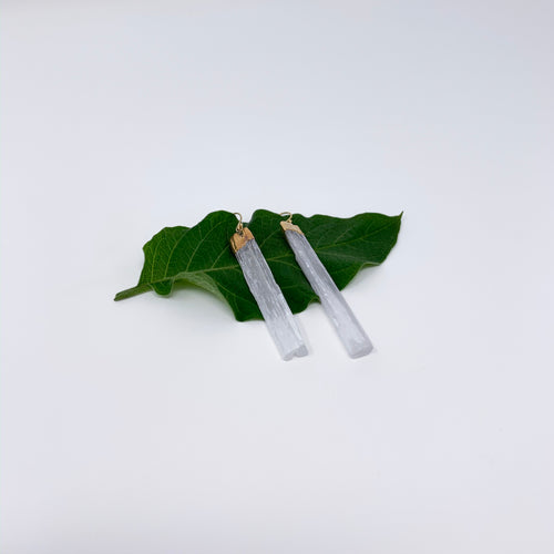 Gold Selenite Statement Earrings